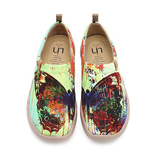 UIN Butterfly Mocasín de Mujer Verano,Mocasín de Cuero Casual Diseñado Holgazán de Mujer Zapatos Comodos de Zapatos Mujer, Lona 38