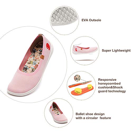 UIN Zapatillas de Ballet para Mujer Lindas Casual Fancy Knit Comfort Soft Zapatos Valencia(38)