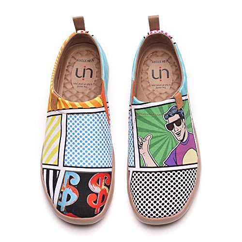 UIN Zapatillas de Moda para Hombre para Mujer Comfort Walking Art Zapatillas de Lona pintadas Zapatillas de Viaje Pop Art Music (40)