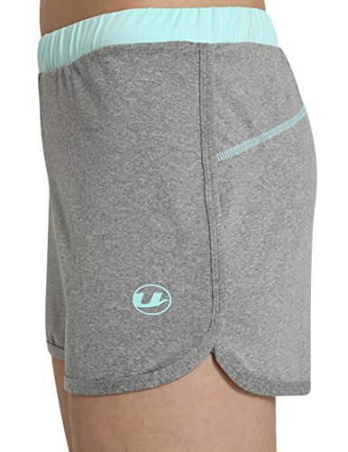 Ultrasport - Pantalones Cortos de Fitness para Mujer, Gris/Agua, Talla M
