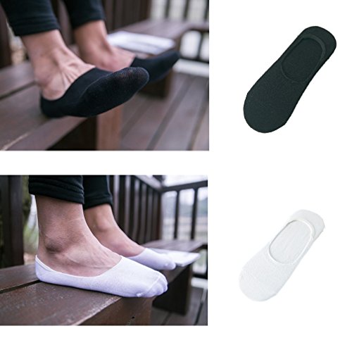 UMIPUBO Calcetines para hombres Invisibles De Algodón Calcetines Cortos Elástco Con Silicona Antideslizante Anti-olor (A(10 Pares), Una talla)