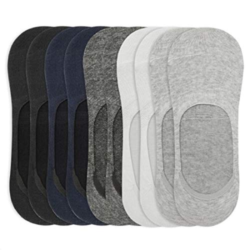 UMIPUBO Calcetines para hombres Invisibles De Algodón Calcetines Cortos Elástco Con Silicona Antideslizante Anti-olor (A(10 Pares), Una talla)
