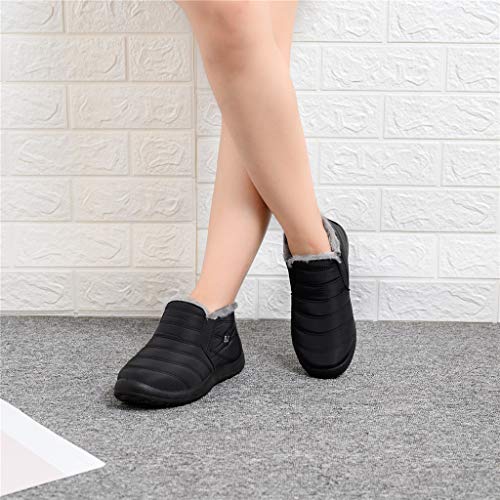 UMore Botas de Mujer 2020 Otoño Invierno Goma Encaje Forro de Piel Punta Redonda Botas de Nieve Zapatos de Trabajo Formal Calzado Antideslizante Ligero Botines Que Caminan