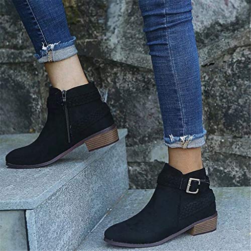 UMore Botas Mujer Tobillo Tacon Botines Bloque Slip on Chelsea Boots Atajo Fiesta Chunky Medio Verano Verano Zapatos