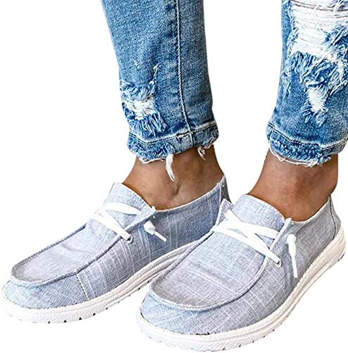 UMore Mujer Mocasines de Lona Moda Loafers Casual Zapatos de Conducción Cómodos Zapatillas del Barco