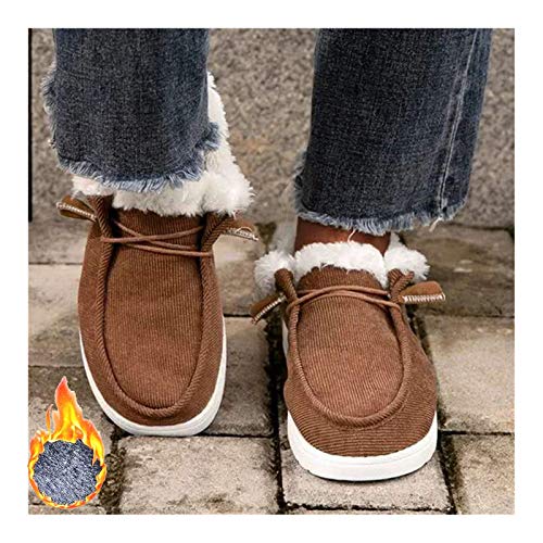 UMore Zapatillas de estar por casa Botas Nieve Mujer Zapatos de Invierno Fur Forro Calentitas Botines Antideslizante Peso Ligero Plano Corto Botas Cómodo
