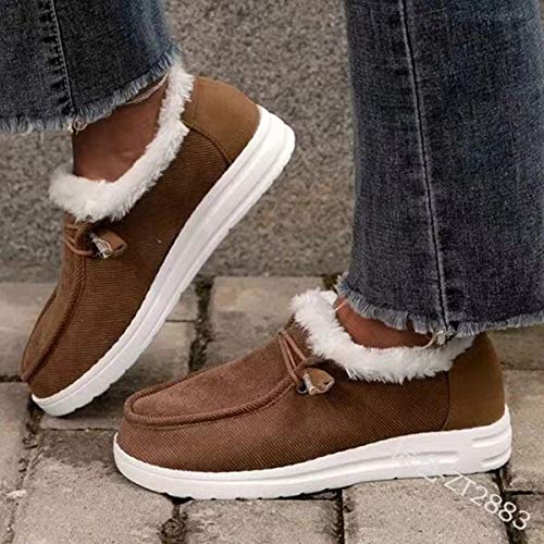 UMore Zapatillas de estar por casa Botas Nieve Mujer Zapatos de Invierno Fur Forro Calentitas Botines Antideslizante Peso Ligero Plano Corto Botas Cómodo