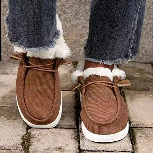 UMore Zapatillas de estar por casa Botas Nieve Mujer Zapatos de Invierno Fur Forro Calentitas Botines Antideslizante Peso Ligero Plano Corto Botas Cómodo
