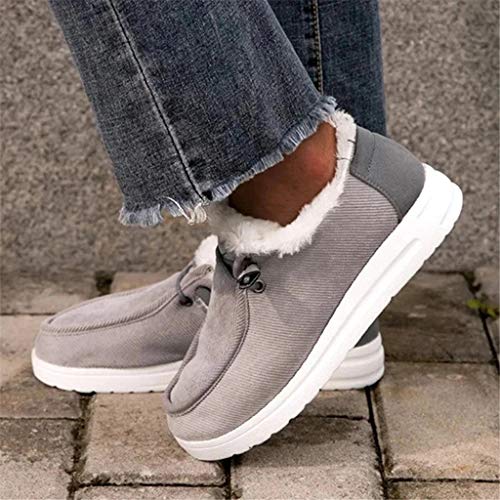 UMore Zapatillas de estar por casa Botas Nieve Mujer Zapatos de Invierno Fur Forro Calentitas Botines Antideslizante Peso Ligero Plano Corto Botas Cómodo