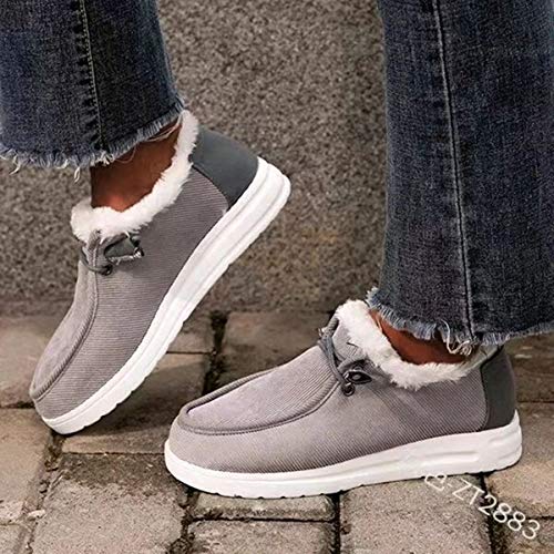 UMore Zapatillas de estar por casa Botas Nieve Mujer Zapatos de Invierno Fur Forro Calentitas Botines Antideslizante Peso Ligero Plano Corto Botas Cómodo