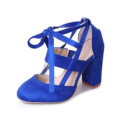 UMore Zapatos de Tacón Alto Mujer Correa Vintage Chunkyrayan Zapatos con Tira de Tobillo Mujer Zapatos de Tacón Brillante Boda Fiesta