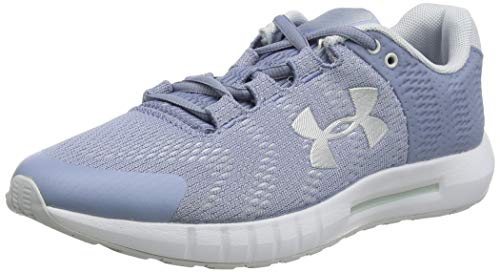 Under Armour Micro G Pursuit, Zapatillas para Correr de Carretera Mujer, Lavado Azul Blanco Metálico Plata 402, 40.5 EU