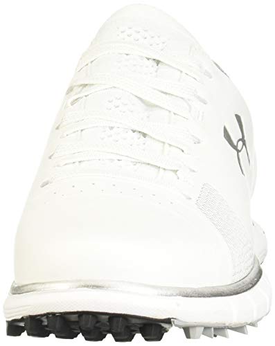 Under Armour UA W HOVR Fade SL, Zapatos de Golf para Mujer, Blanco/Naranja/Plateado metálico