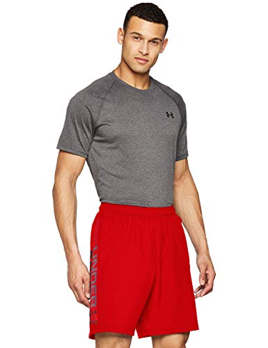 Under Armour Woven Graphic Wordmark Shorts Pantalones de hombre, pantalón corto ultraligero y transpirable, cómodo y ancho pantalón de deporte, Red/Black (600), XL