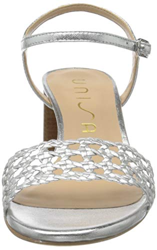 Unisa Gita_lmt, Sandalias con Punta Abierta Mujer, Plateado (Silver Silver), 39 EU