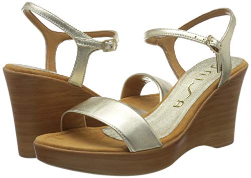 Unisa Rita_20_lmt, Sandalias con Plataforma Mujer, Dorado (Platino Platino), 38 EU