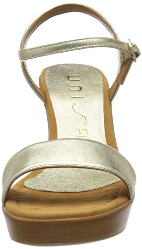 Unisa Rita_20_lmt, Sandalias con Plataforma Mujer, Dorado (Platino Platino), 38 EU