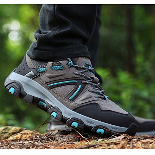 Unisex Botas De Montaña Calzado De Senderismo Deslizamiento Resistente Al Desgaste para Hombre Enviar Calcetines Gris Azul 40 EU