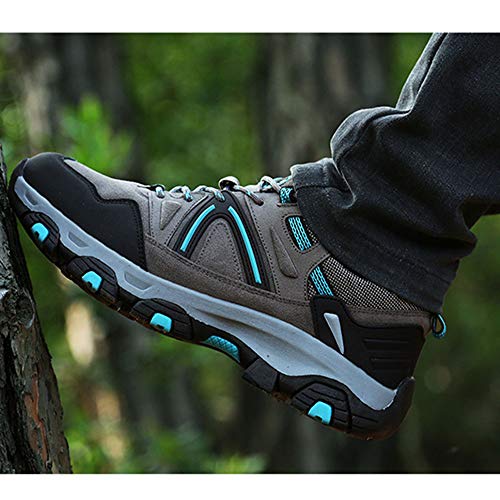 Unisex Botas De Montaña Calzado De Senderismo Deslizamiento Resistente Al Desgaste para Hombre Enviar Calcetines Gris Azul 40 EU