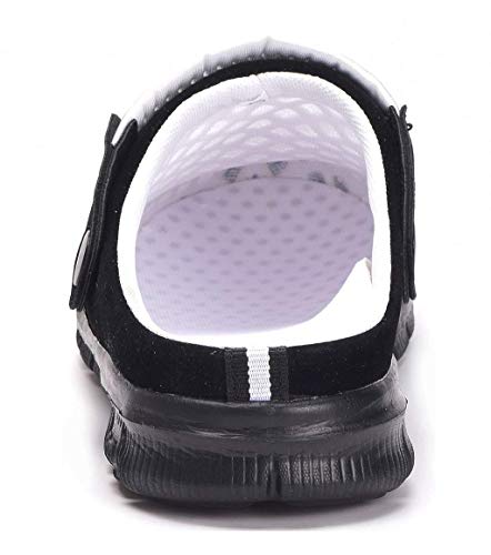 Unisex Hombres Mujeres Zuecos Zapatillas de Playa Respirable Malla Ahueca hacia Fuera Las Sandalias Zapatos Vernano - Negro Blanco, 42 EU
