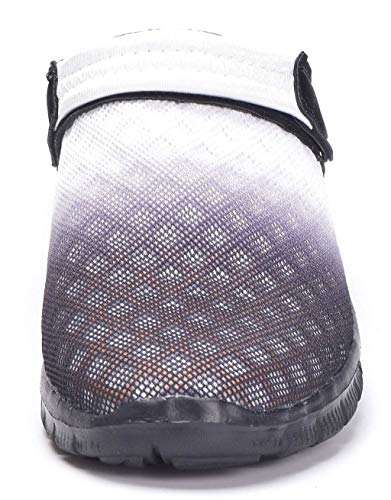 Unisex Hombres Mujeres Zuecos Zapatillas de Playa Respirable Malla Ahueca hacia Fuera Las Sandalias Zapatos Vernano - Negro Blanco, 42 EU