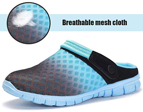 Unisex Hombres Mujeres Zuecos Zapatillas de Playa Respirable Malla Ahueca hacia Fuera Las Sandalias Zapatos Vernano - Negro Cielo Azul, 40 EU