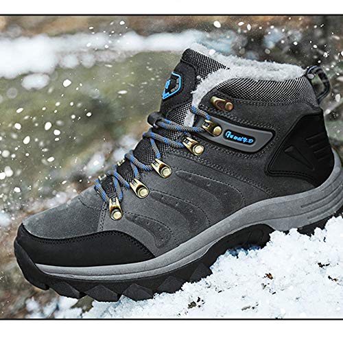 Unisex Plus Algodón Alto Waterproof - Zapatillas De Montaña para Mujer Modelos De Pareja Enviar Calcetines Gris Azul 38 EU