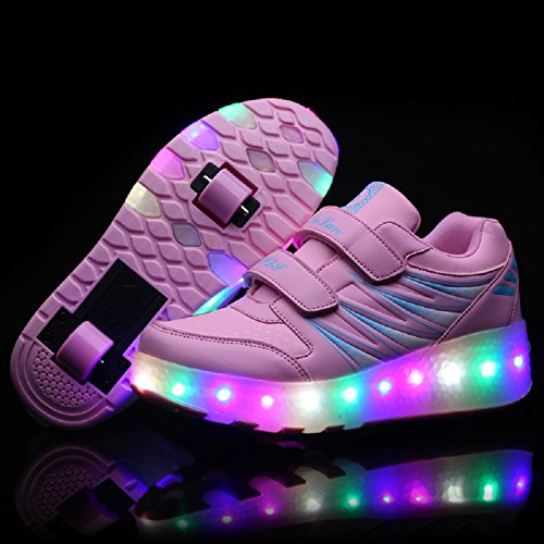Unisex Recargable Led Luz Automática de Skate Zapatillas con Ruedas Zapatos Patines Deportes Zapatos para Niños Niñas
