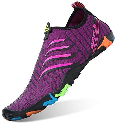 Unisex Zapatos de Agua Antideslizante Secado Rápido Natación Playa Surf Escarpines para Hombre Mujer Morado 39