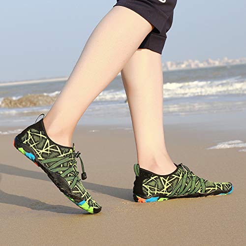 Unisex Zapatos de Agua Antideslizante Secado Rápido Natación Playa Surf Escarpines para Hombre Mujer Verde 42