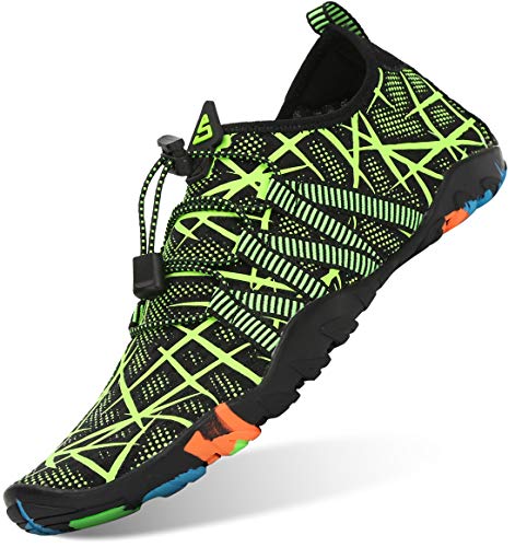 Unisex Zapatos de Agua Antideslizante Secado Rápido Natación Playa Surf Escarpines para Hombre Mujer Verde 42