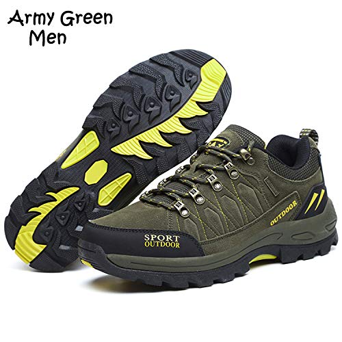 Unitysow Zapatillas de Trekking para Hombres Zapatillas de Senderismo Botas de Montaña Antideslizantes AL Aire Libre Zapatillas de Camping Zapatillas de Deporte EU35-47,Army Green,EU40