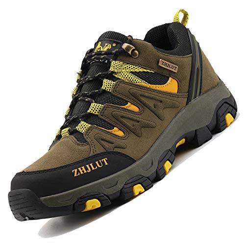 Unitysow Zapatillas de Trekking para Hombres Zapatillas de Senderismo Botas de Montaña Antideslizantes AL Aire Libre Zapatillas de Camping Zapatillas de Deporte EU35-47,Verde Oscuro-2,EU45