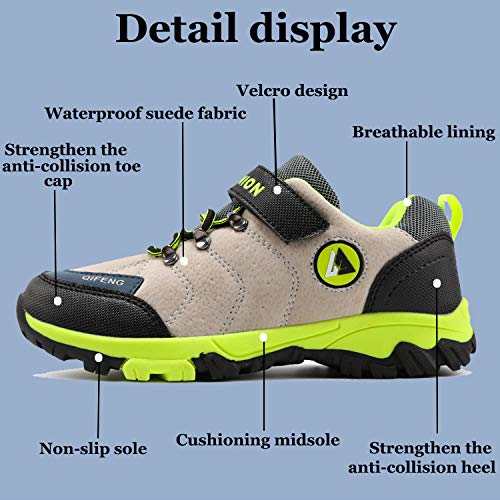 Unitysow Zapatos de Niños Zapatillas de Senderismo Botas de Montaña Impermeables Deportiva al Aire Libre Senderismo Calzado de Trekking EU31-40,Beige,EU33