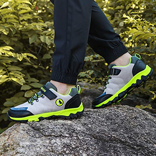 Unitysow Zapatos de Niños Zapatillas de Senderismo Botas de Montaña Impermeables Deportiva al Aire Libre Senderismo Calzado de Trekking EU31-40,Beige,EU33