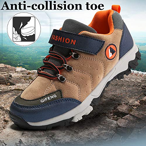 Unitysow Zapatos de Niños Zapatillas de Senderismo Botas de Montaña Impermeables Deportiva al Aire Libre Senderismo Calzado de Trekking EU31-40,Beige,EU33