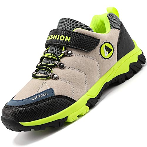 Unitysow Zapatos de Niños Zapatillas de Senderismo Botas de Montaña Impermeables Deportiva al Aire Libre Senderismo Calzado de Trekking EU31-40,Beige,EU33