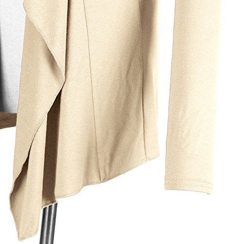 Urban GoCo Mujeres Cárdigan Drapeado de Manga Larga Chaqueta con Frente Abierto Rebecas Dobladillo Irregular (Small, Silver Mink)