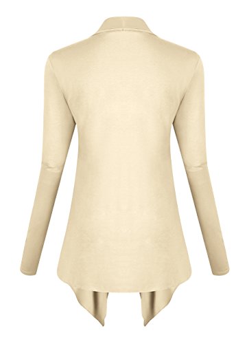 Urban GoCo Mujeres Cárdigan Drapeado de Manga Larga Chaqueta con Frente Abierto Rebecas Dobladillo Irregular (Small, Silver Mink)