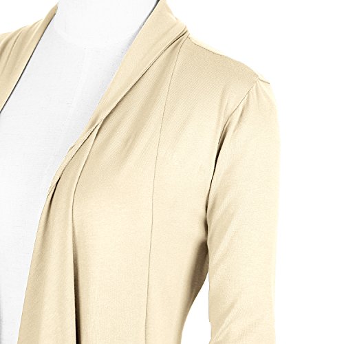 Urban GoCo Mujeres Cárdigan Drapeado de Manga Larga Chaqueta con Frente Abierto Rebecas Dobladillo Irregular (Small, Silver Mink)