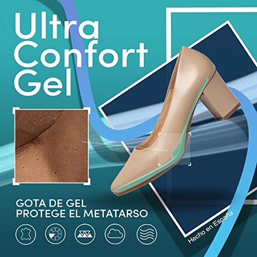 Urban S Salon Zapato de Piel Negro con tacón Medio