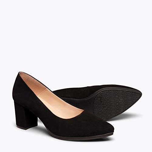 Urban S Zapato de Ante de tacón Medio Negro