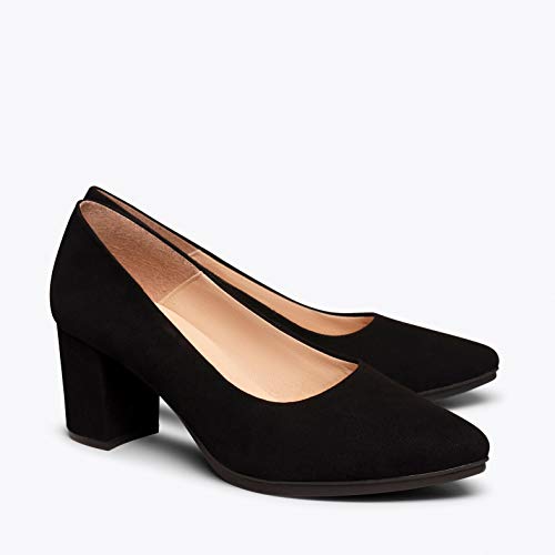 Urban S Zapato de Ante de tacón Medio Negro