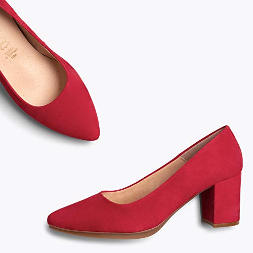 Urban S Zapato de Ante tacón Medio Rojo