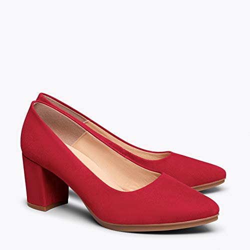 Urban S Zapato de Ante tacón Medio Rojo