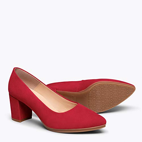 Urban S Zapato de Ante tacón Medio Rojo