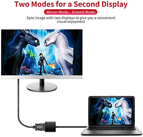 USB 3.0 to VGA Adapter, USB to VGA Video Adapter Converter, Multi Monitor Display, Display External Cable Adapter for PC Laptop Windows 10/8.1/8/7[Upgraded Version] (Black)