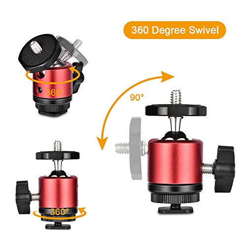UTEBIT 360 Degree Mini rótula de trípode Soporte Cabeza de Bola de Metal con 1/4"Tornillo Zapata Bola Cabeza Adaptador para DSLR Cámara Videocámara Light Bracket - 2 Piezas