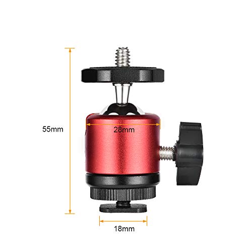 UTEBIT 360 Degree Mini rótula de trípode Soporte Cabeza de Bola de Metal con 1/4"Tornillo Zapata Bola Cabeza Adaptador para DSLR Cámara Videocámara Light Bracket - 2 Piezas