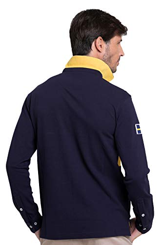 Valecuatro Polo Tipo Rugby para Hombre, Polo de Manga Larga